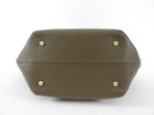 Demellier Dark Khaki  Grained Leather Midi New York Tote Bag