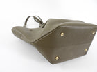 Demellier Dark Khaki  Grained Leather Midi New York Tote Bag