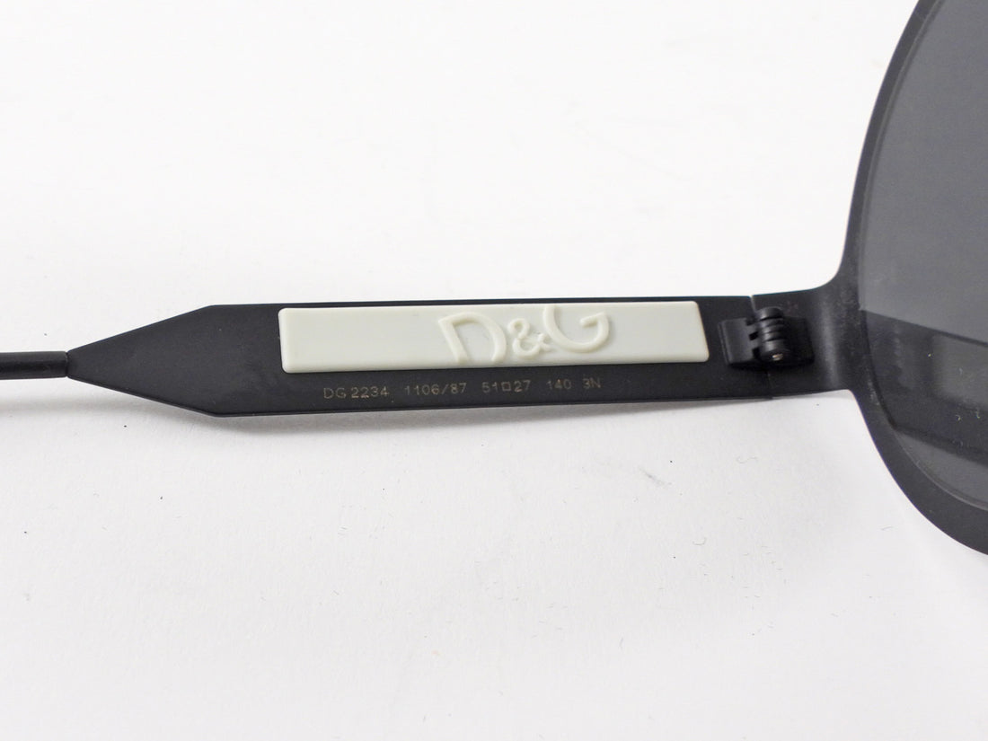 Dolce and  Gabbana DG 2234 Logo Black Matte Metal Round Frame Sunglasses