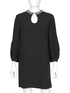 Dice Kayek Black Bead Neck Long Sleeve Cocktail Dress - 40