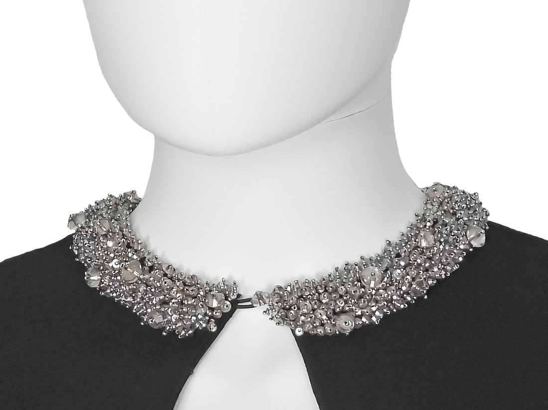 Dice Kayek Black Bead Neck Long Sleeve Cocktail Dress - 40
