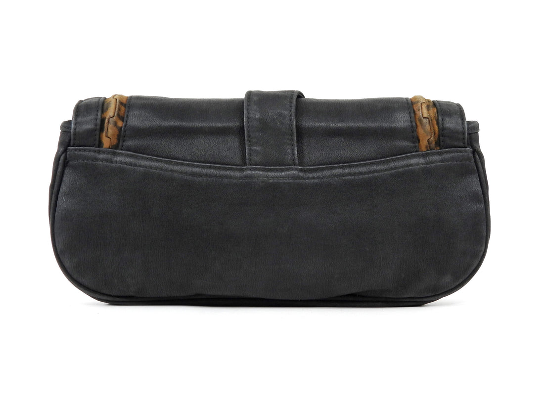Christian Dior Black Brown Gaucho Saddle Pouch Bag