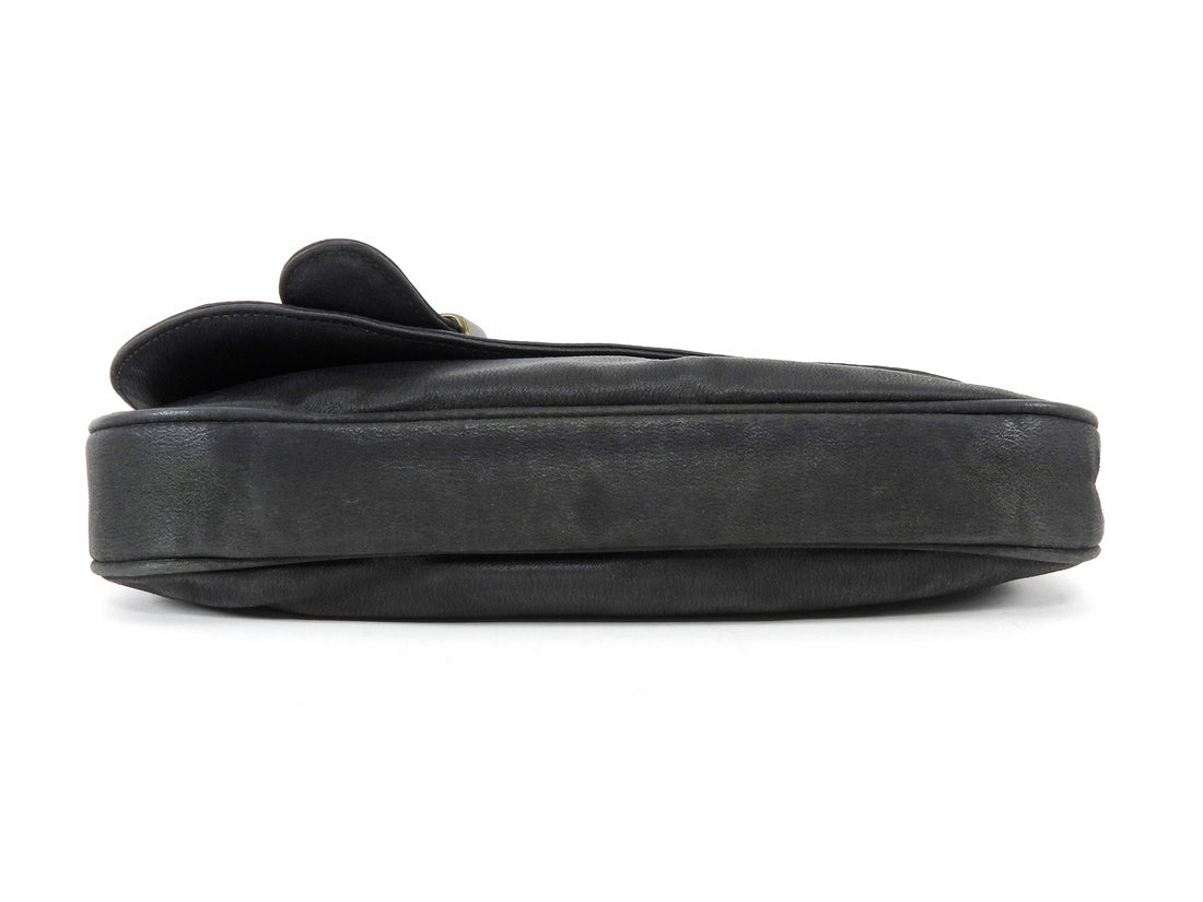 Christian Dior Black Brown Gaucho Saddle Pouch Bag