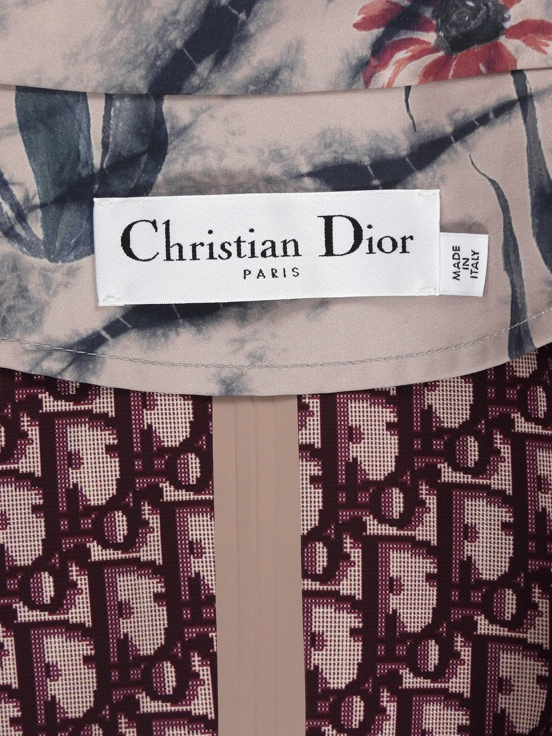 Christian Dior Pink Multi Floral Oblique Lined Trench - F40