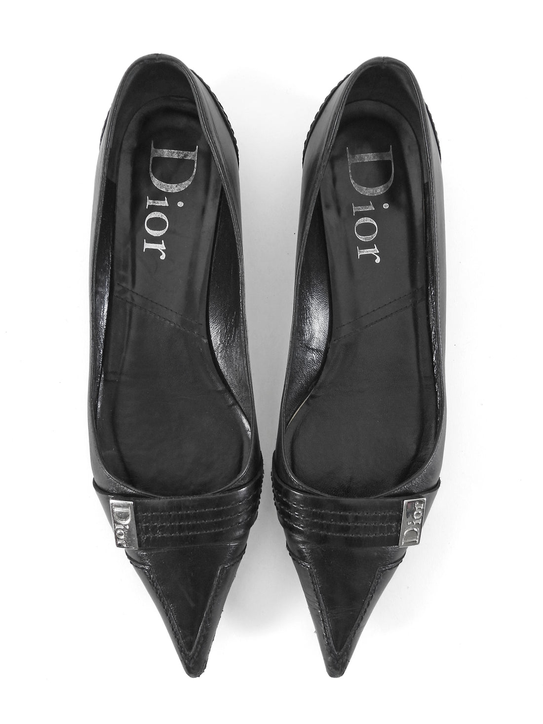Dior Black Vintage Pointed Flats - 39