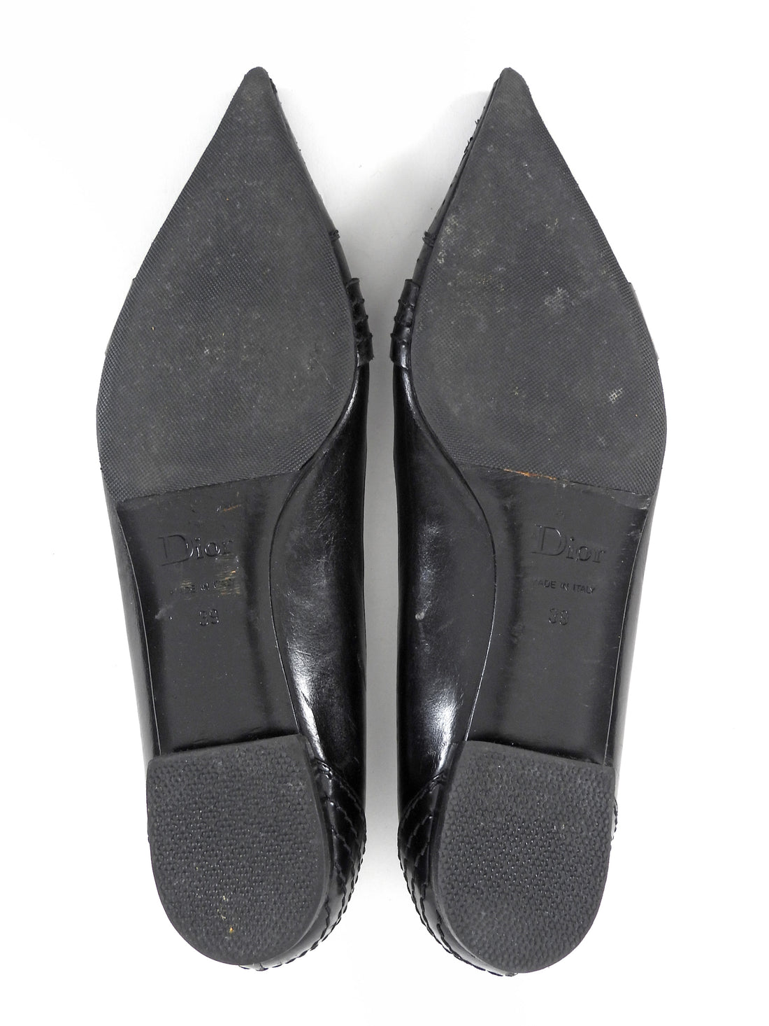 Dior Black Vintage Pointed Flats - 39