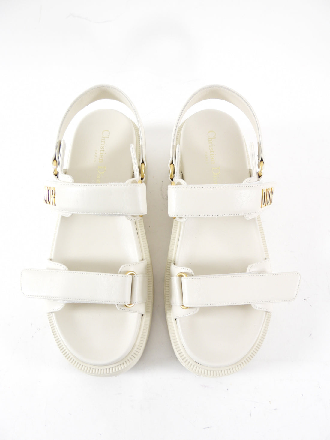 Christian Dior Ivory Leather Dioract Platform Sandals - 39