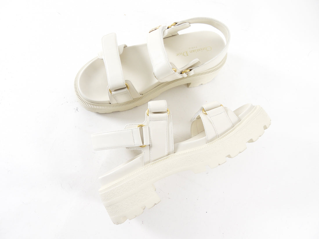 Christian Dior Ivory Leather Dioract Platform Sandals - 39