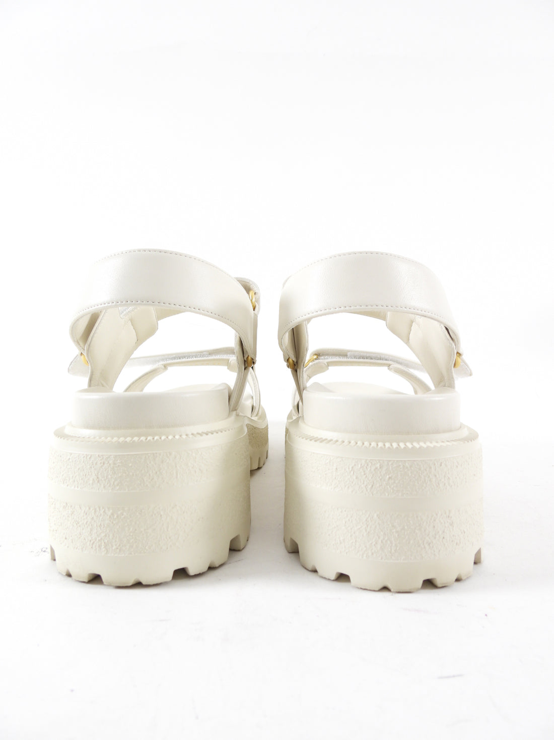 Christian Dior Ivory Leather Dioract Platform Sandals - 39