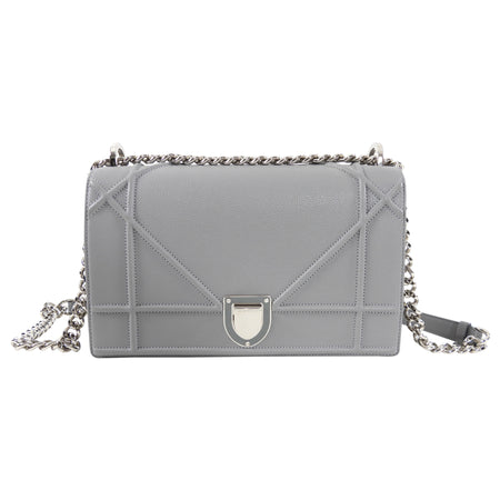 Dior Medium Grey Leather Diorama Flap Bag