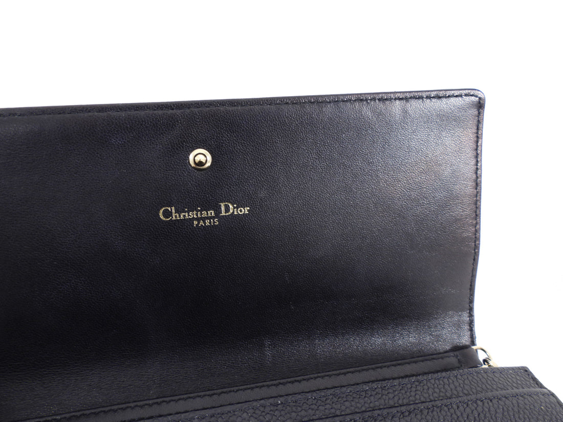 Christian Dior Black Cannage Leather Diorama Wallet on Chain