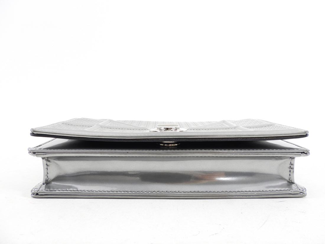 Dior Silver Microcannage Diorama Wallet on Chain