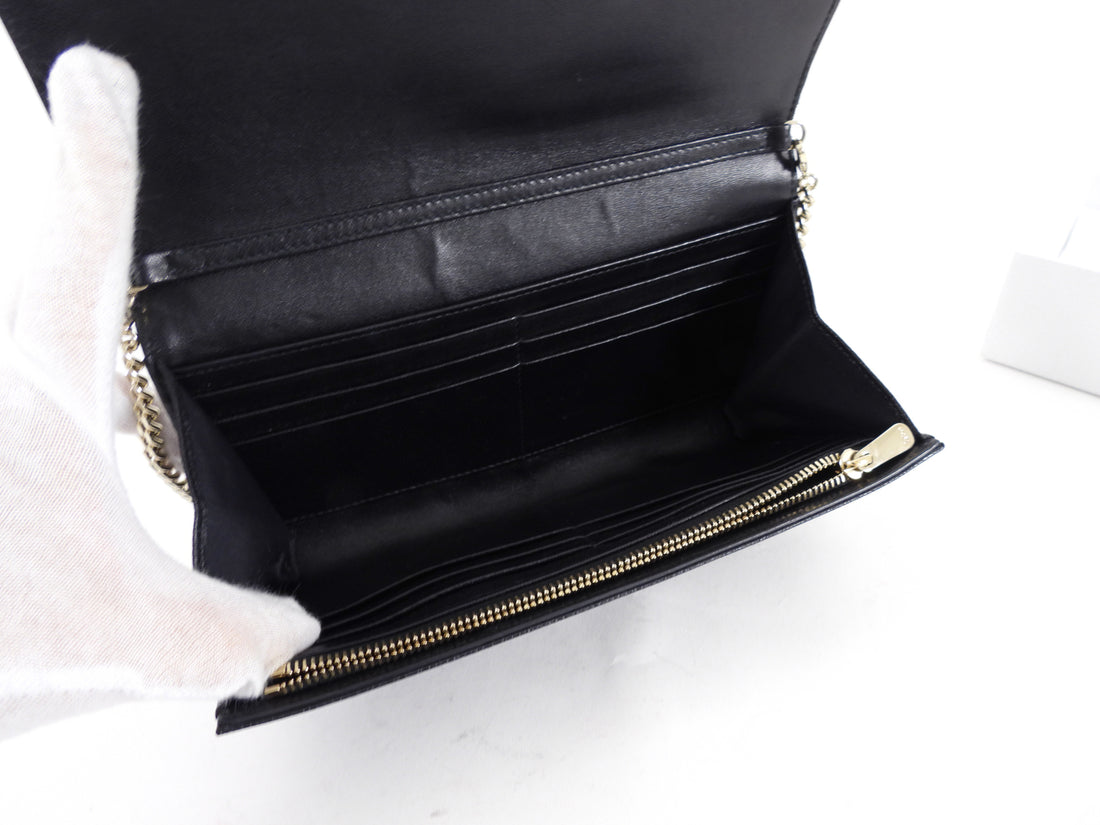 Christian Dior Black Cannage Leather Diorama Wallet on Chain