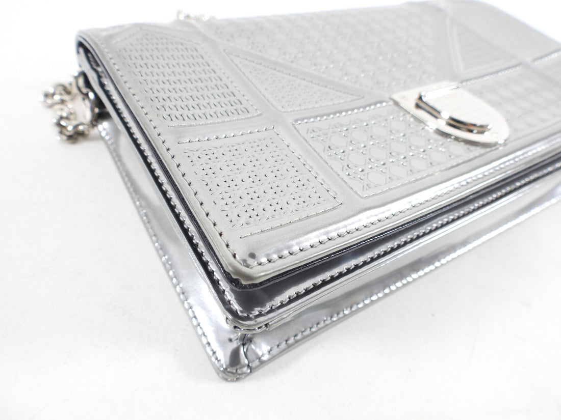 Dior Silver Microcannage Diorama Wallet on Chain