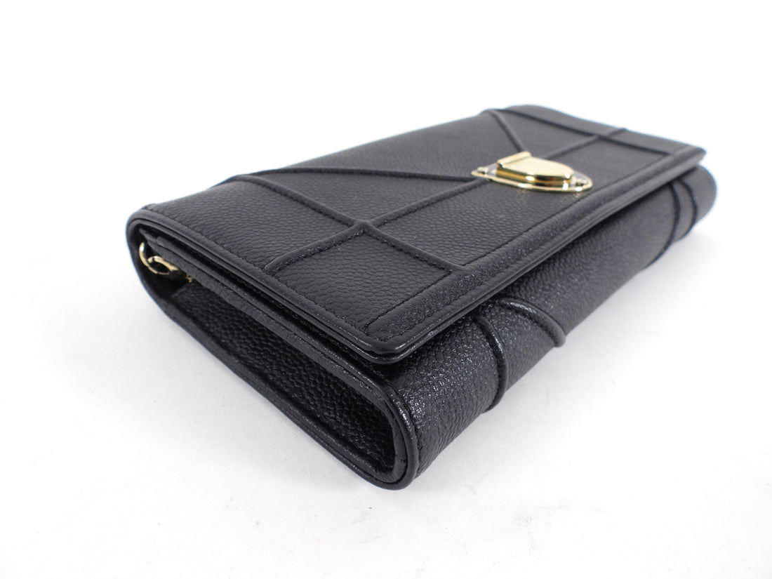 Christian Dior Black Cannage Leather Diorama Wallet on Chain
