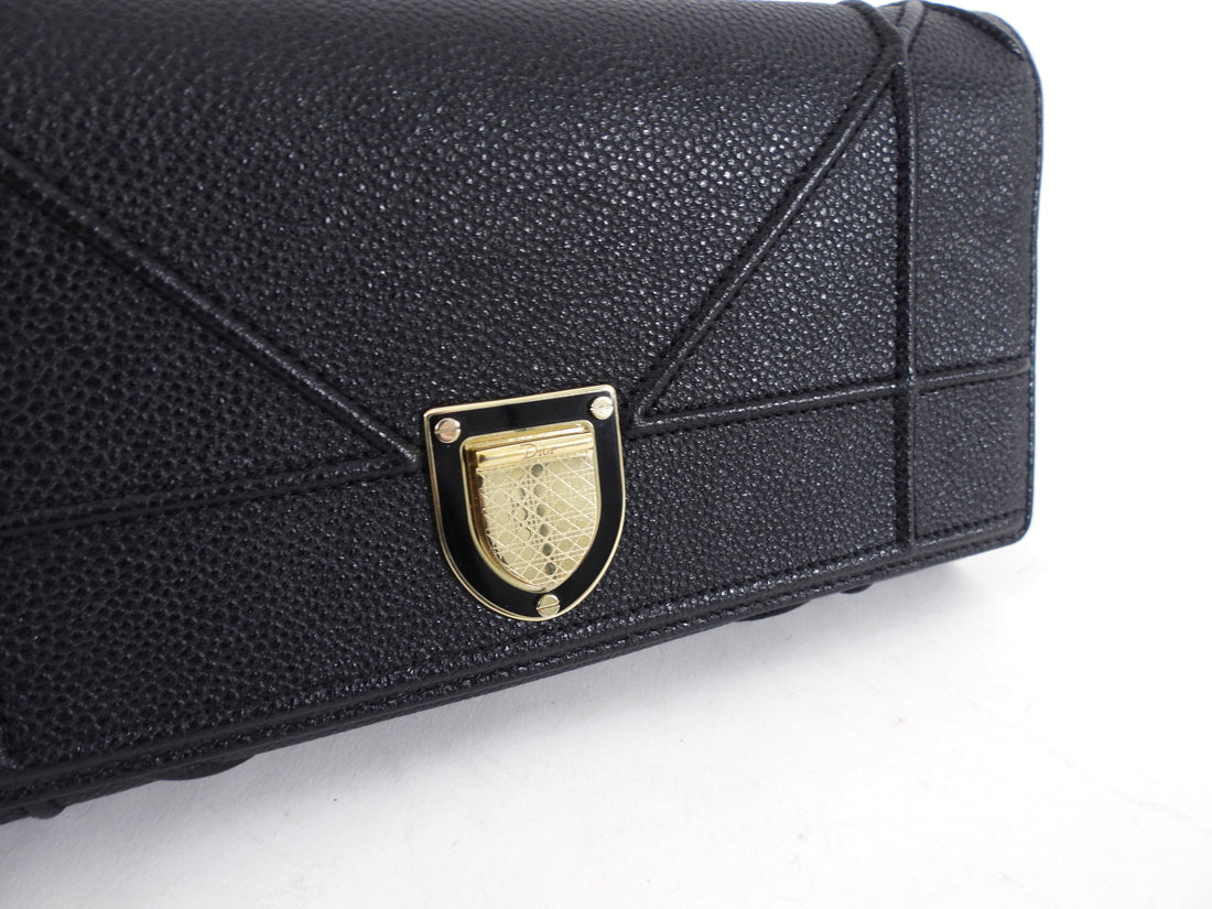 Christian Dior Black Cannage Leather Diorama Wallet on Chain