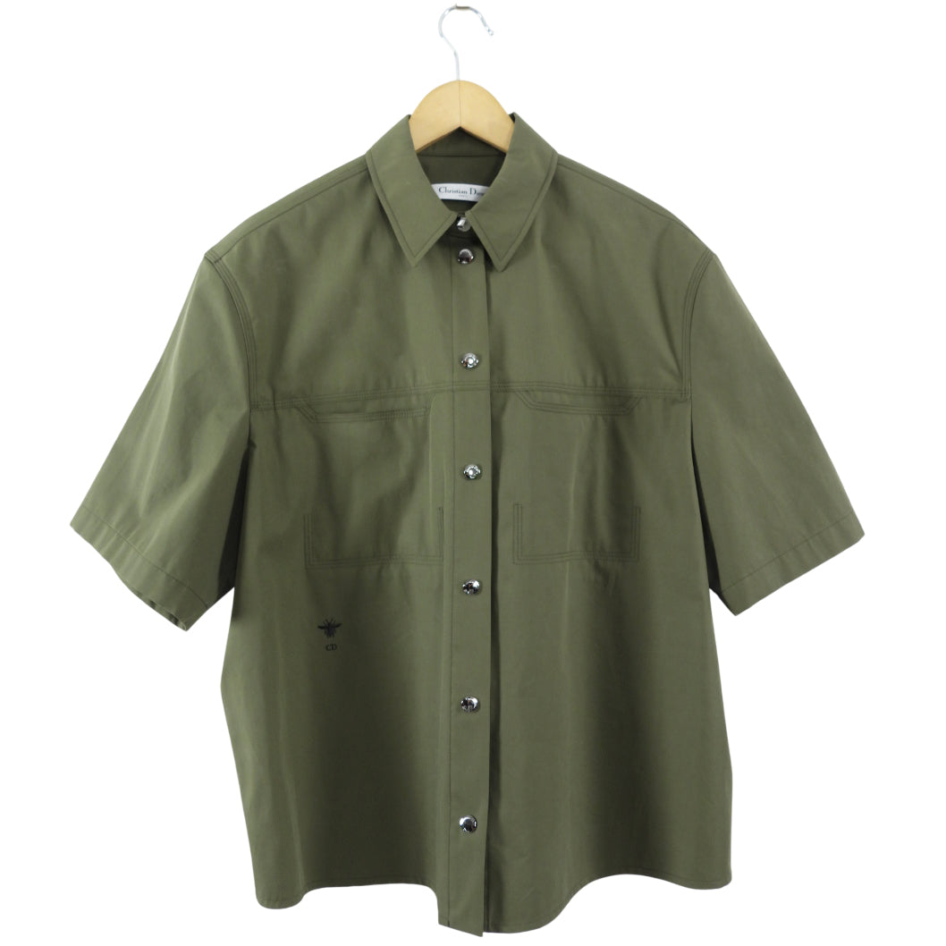 Christian Dior Army Green Short Sleeve Snap Shirt - L (8/10)