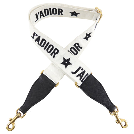 Dior J'Adior Wide Logo Black and White Bag Strap