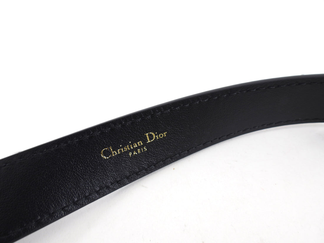Christian Dior Black Leather D Fence Belt - 70cm
