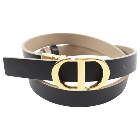 Christian Dior 30 Montagne Reversible Black Beige CD Logo Goldtone Belt - 75cm