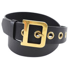 Dior Black Leather Diorquake D Logo Brass Belt - 80