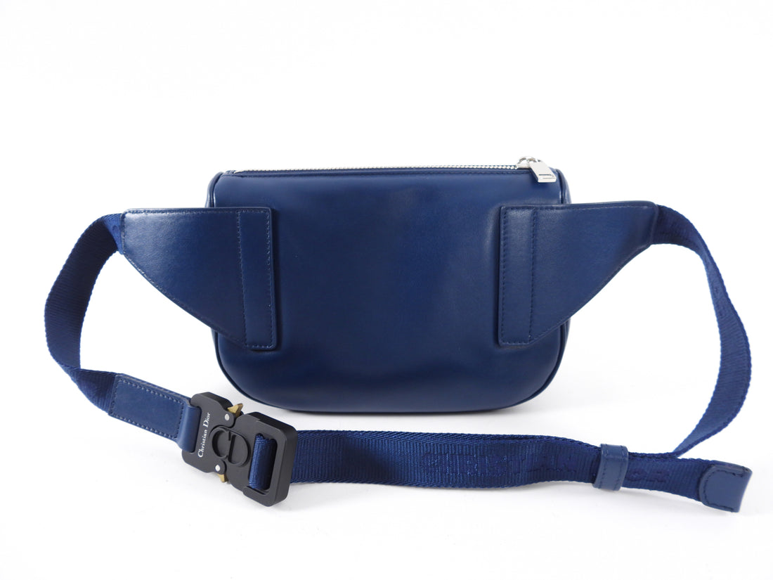 Dior Dark Blue Galaxy Calfskin Oblique World Tour Saddle Belt Bag