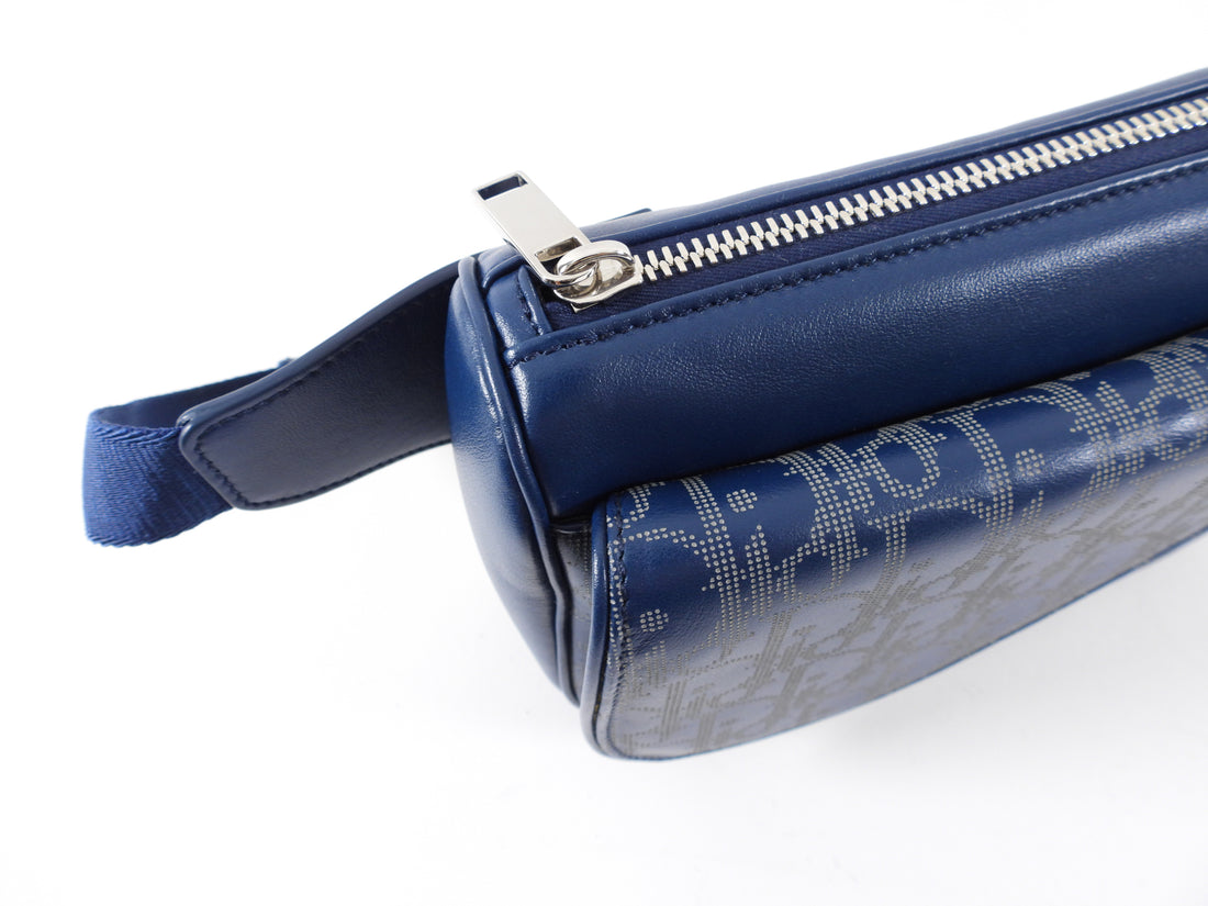 Dior Dark Blue Galaxy Calfskin Oblique World Tour Saddle Belt Bag