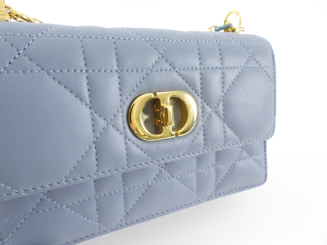 Dior Blue Leather Cannage Miss Caro Mini Chain Bag