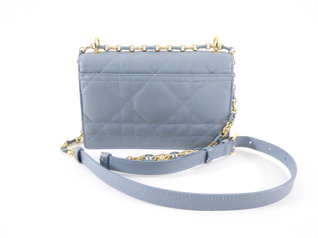Dior Blue Leather Cannage Miss Caro Mini Chain Bag
