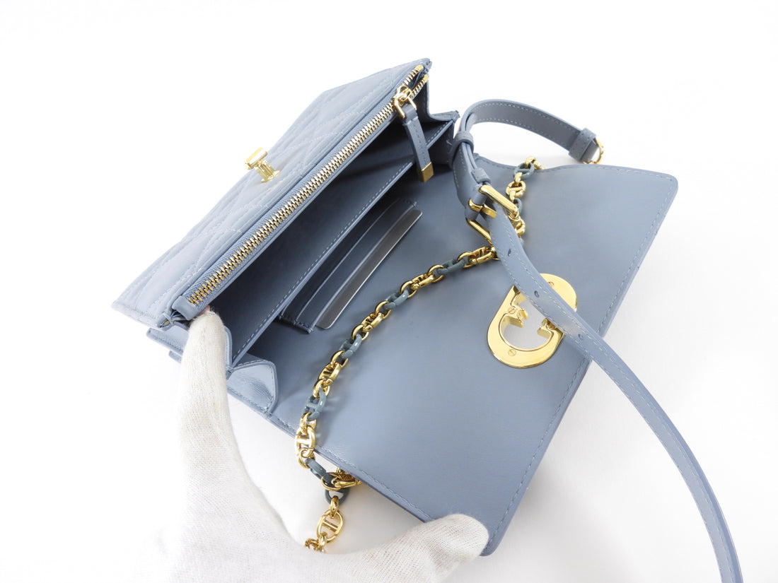 Dior Blue Leather Cannage Miss Caro Mini Chain Bag