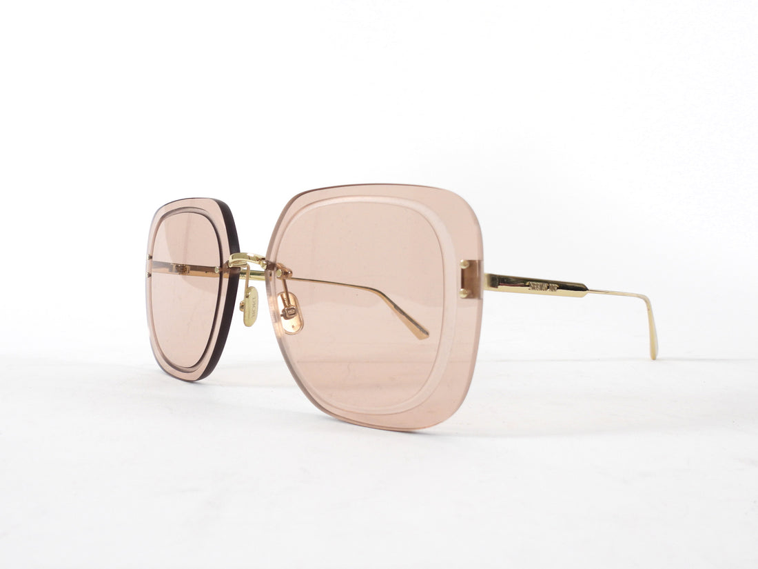 Christian Dior Pink Clear Lens Frameless Square Sunglasses