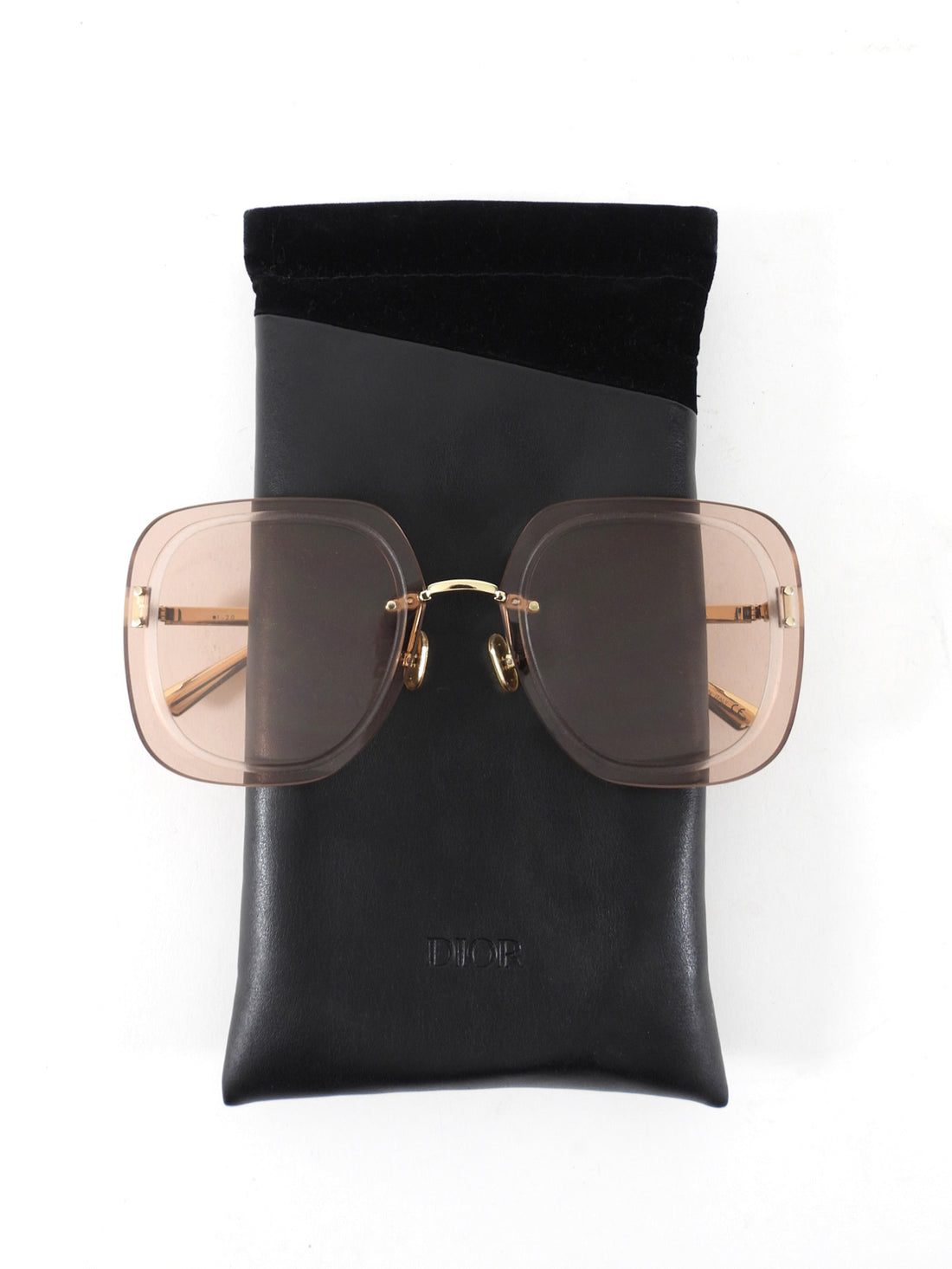 Christian Dior Pink Clear Lens Frameless Square Sunglasses