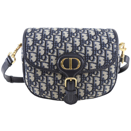 Christian Dior Navy Blue Oblique Jacquard Medium Bobby Bag