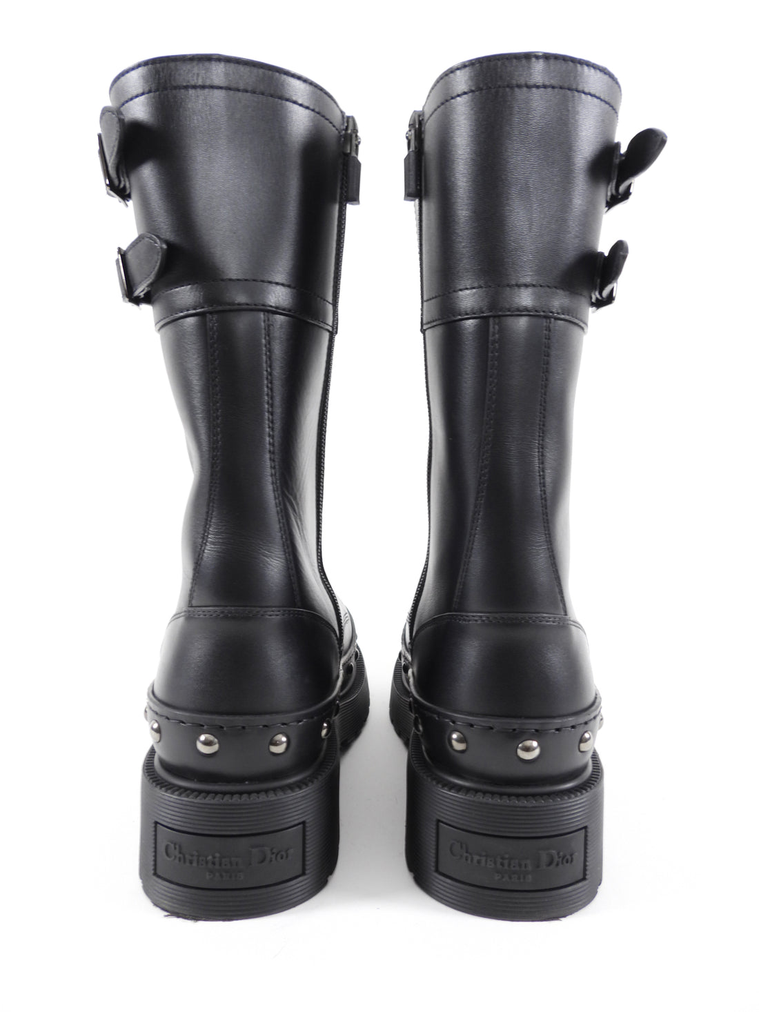 Dior Dior Quake Black Leather Combat Boots - 37
