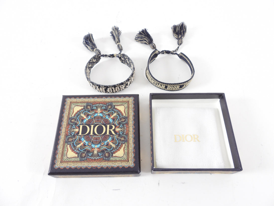 Dior Navy Blue Oblique Double Bracelet Set