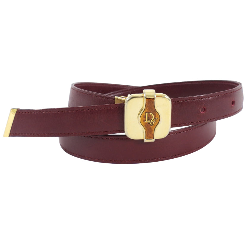 Christian Dior Vintage 1980's Burgundy Leather Belt - 75 / 30