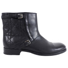 Christian Dior Black Leather Cannage Quilted Ankle Boot - 39