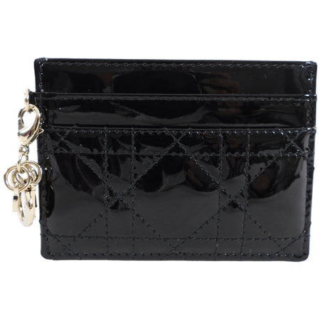 Christian Dior Black Patent Cannage Card Holder