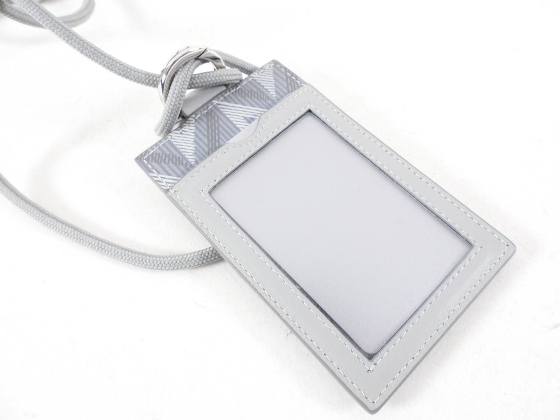 Dior CD Diamond Print Grey Coated Canvas Card Holder on Lanyard