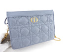 Christian Dior Cloud blue Quilted Leather Caro Every Dior Pouch on Chain