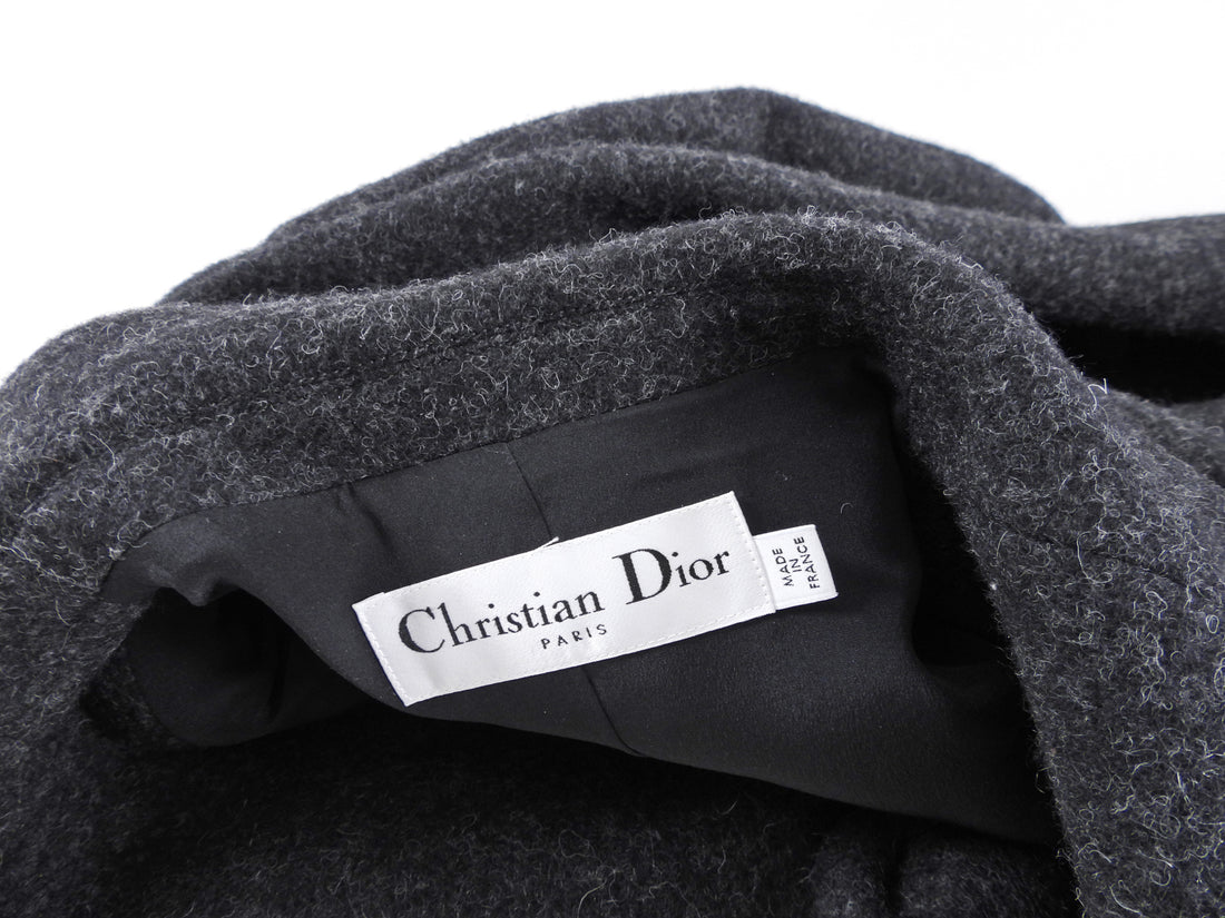 Christian Dior 30 Montagne Grey Felt Wool Fitted Blazer Jacket with Logo Interior - FR40 / 8 / M