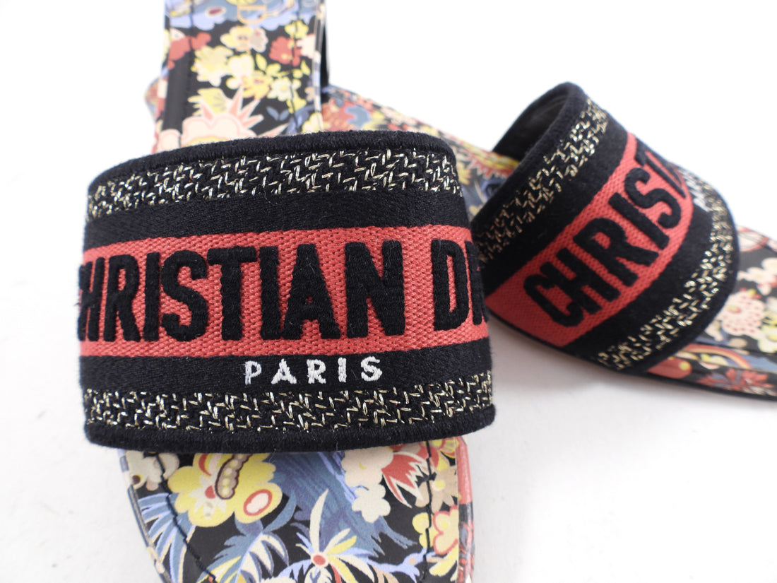 Christian Dior Red Floral Dway Heeled Slide - 37