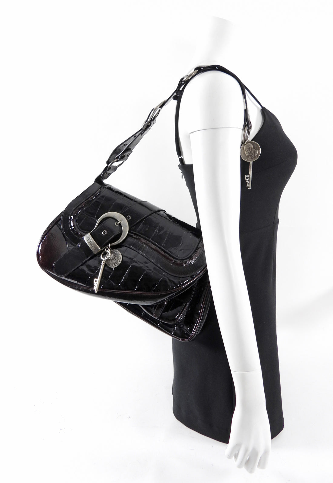 Christian Dior by John Galliano Vintage 2007 Patent Embossed Gaucho Bag