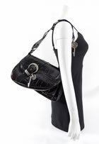 Christian Dior by John Galliano Vintage 2007 Patent Embossed Gaucho Bag