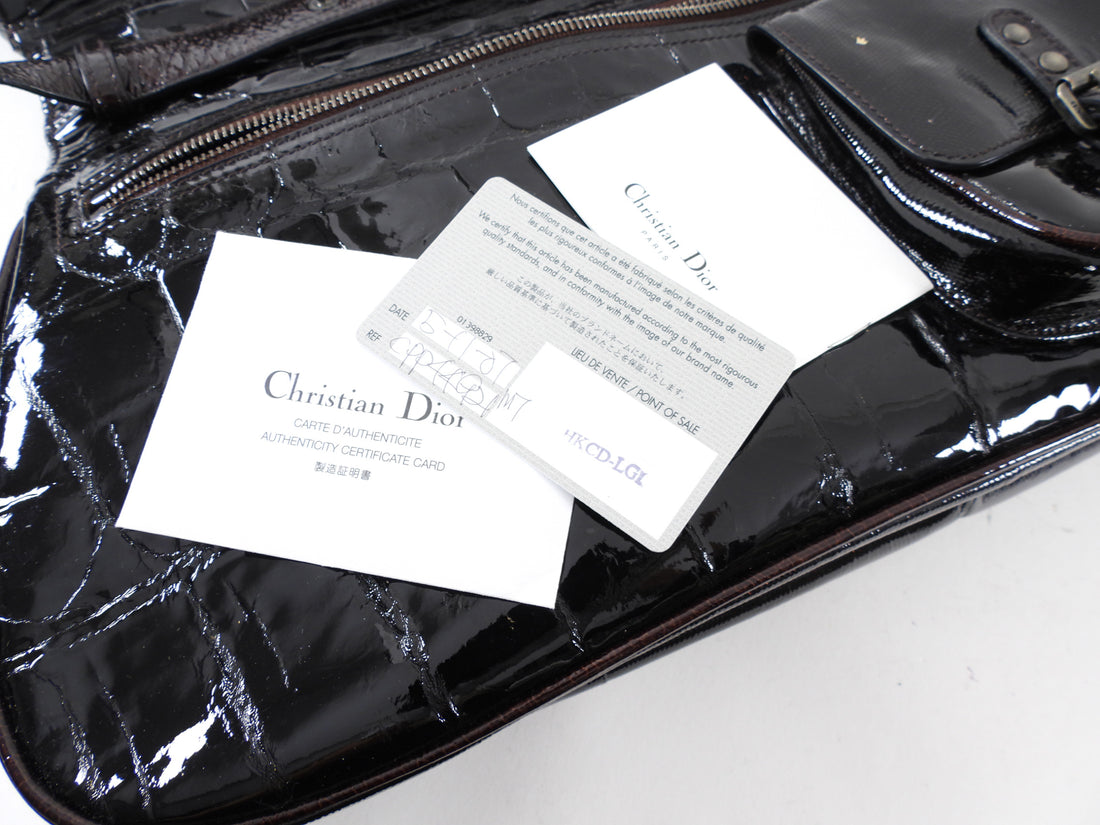 Christian Dior by John Galliano Vintage 2007 Patent Embossed Gaucho Bag