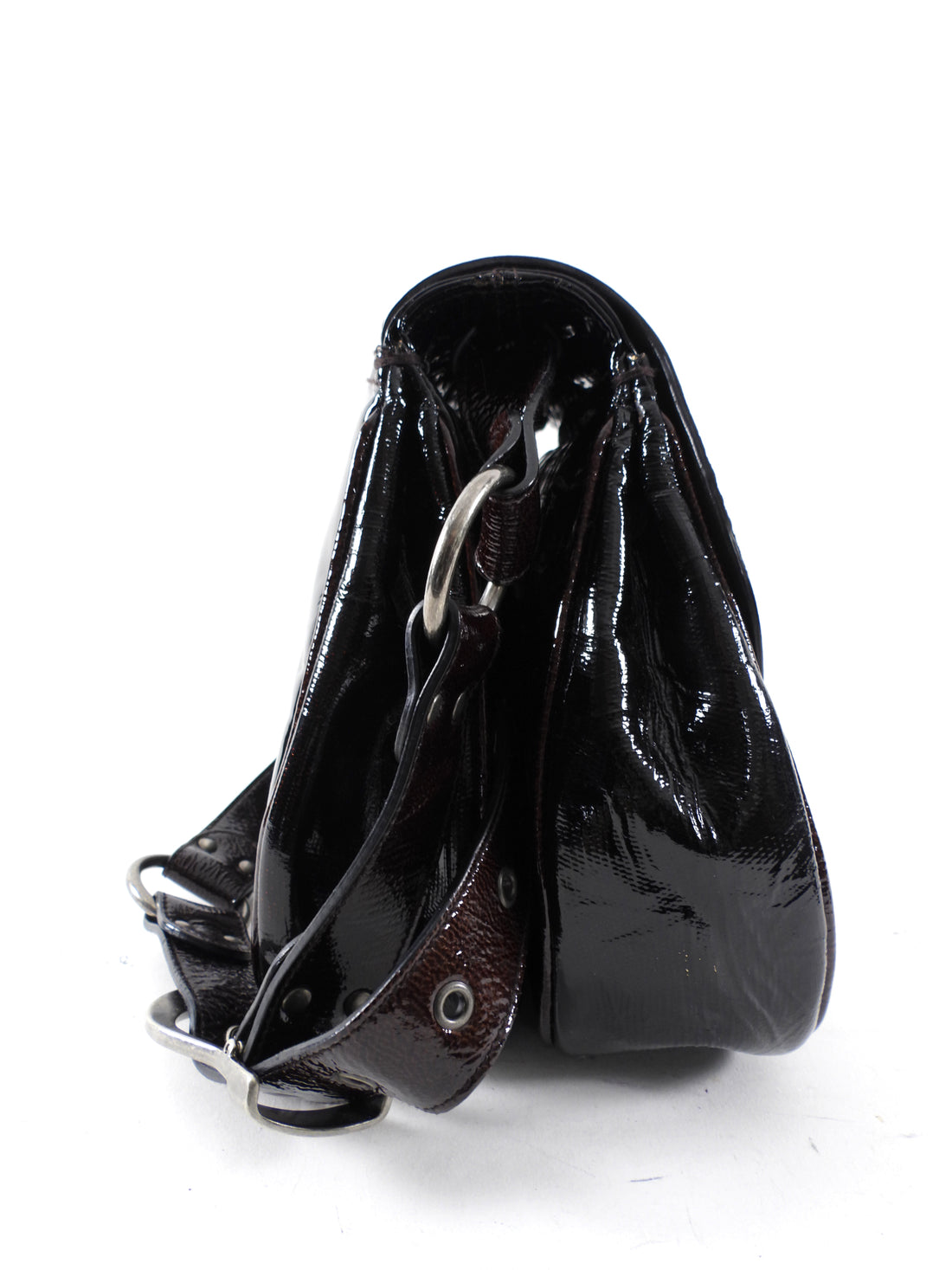 Christian Dior by John Galliano Vintage 2007 Patent Embossed Gaucho Bag