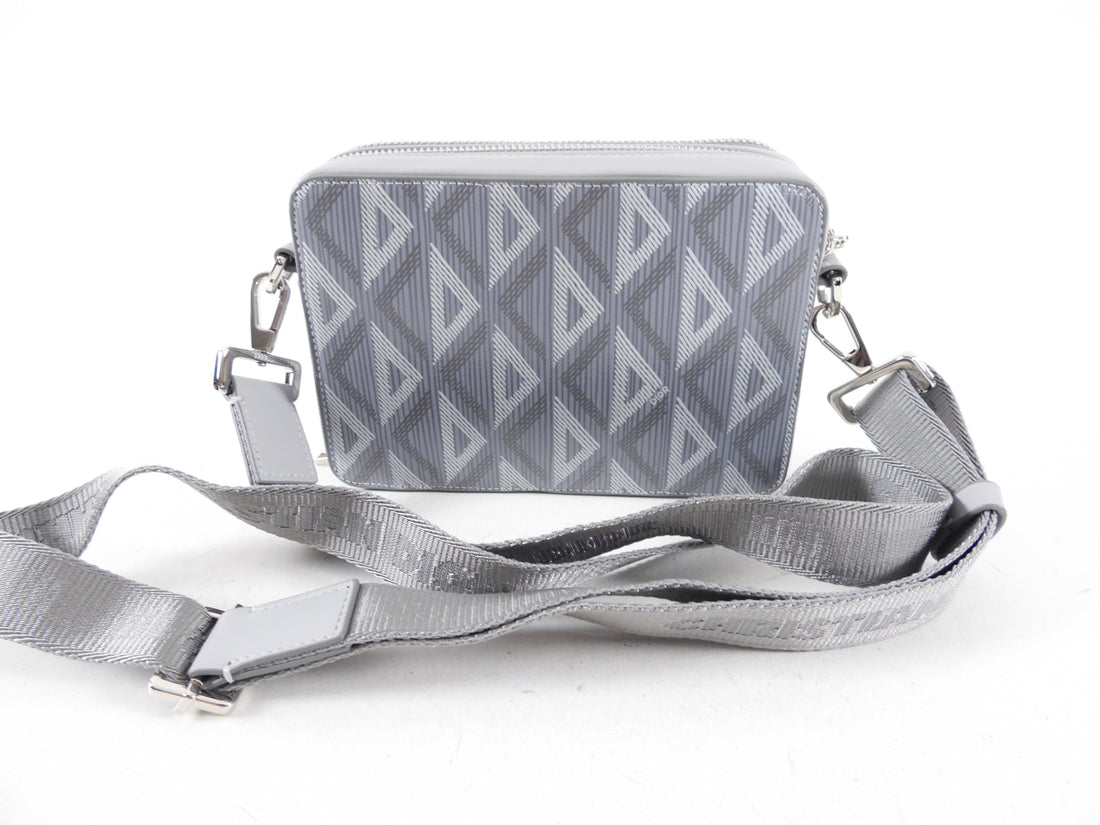 Christian Dior Grey Diamond Zip Crossbody Pouch Bag