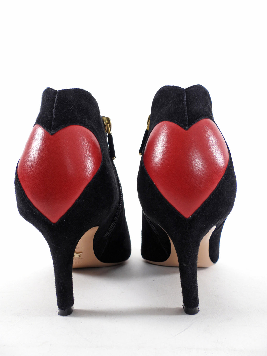 Dior Black Suede Ankle Boots with Red Leather Heart - 39.5 / 9