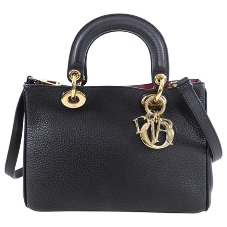 Christian Dior Black Mini Diorissimo Leather Two-Way Bag