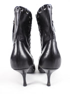 Christian Dior x Galliano Vintage Black Grommet Lace Up Pointy Ankle Boot - 39 / 8.5